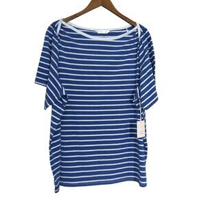 Lauren Conrad Women's Blue White Multicolor Striped Top SZ/2X